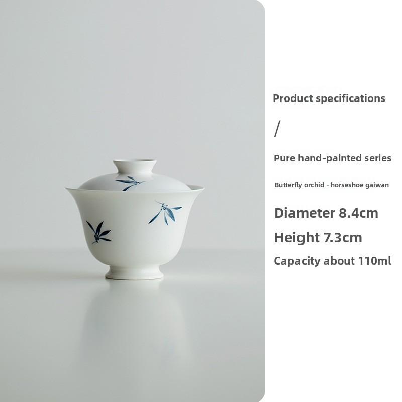 

Расписанная вручную керамическая чайная чашка с блюдцем с орхидеей, дизайн «Синяя бабочка», китайский чайный набор для дома 200ml