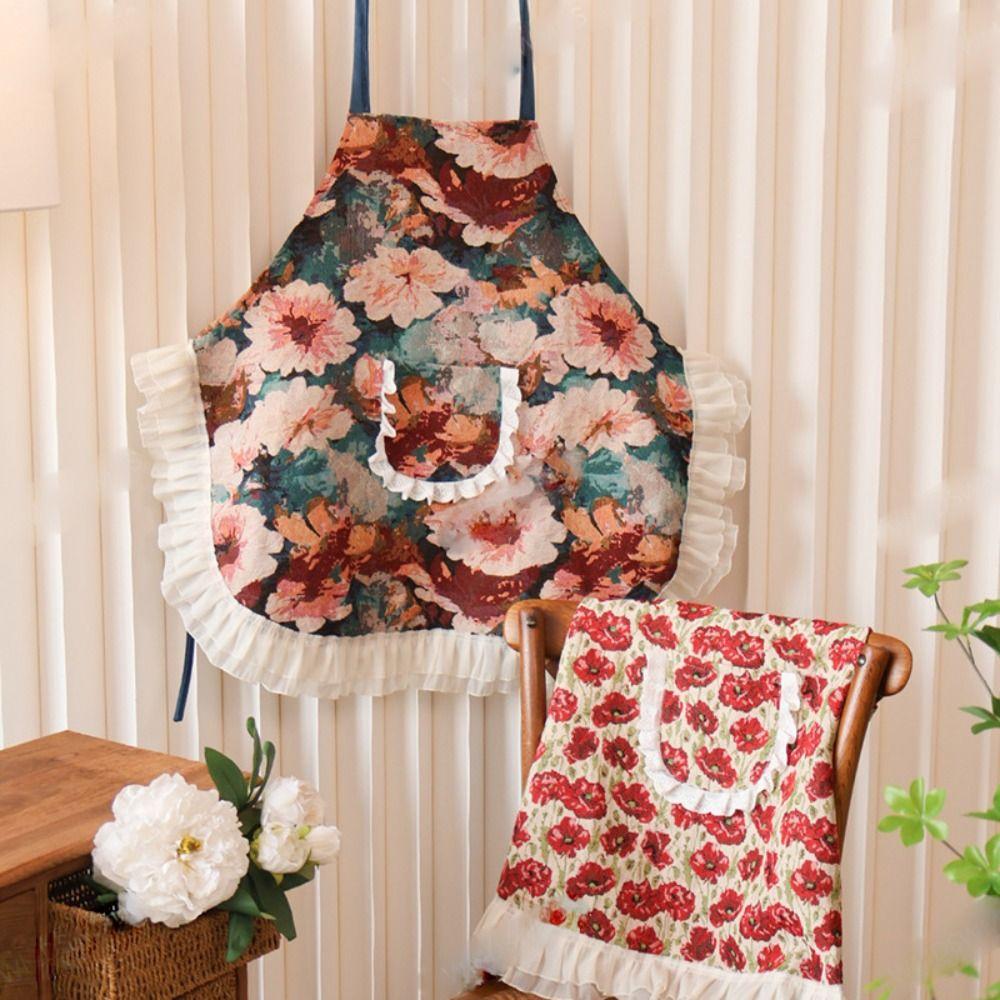 Anti Staining Kitchen Apron Stylish Hanging Neck Apron Practical Work Clothes  BBQ