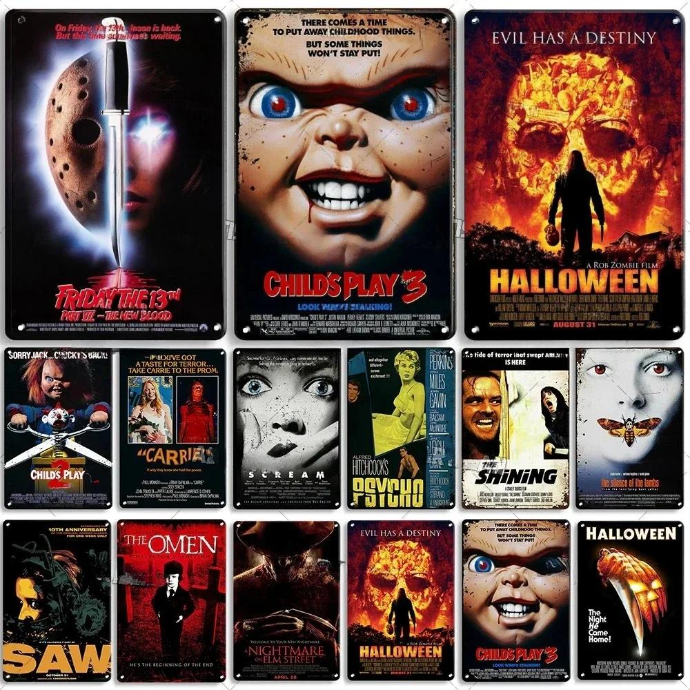 FJ Decor Classic Horror Movie Metal Tin Signs Plaque Retro Decorative Plate Bar Club Pub Wall Decoration Rusty