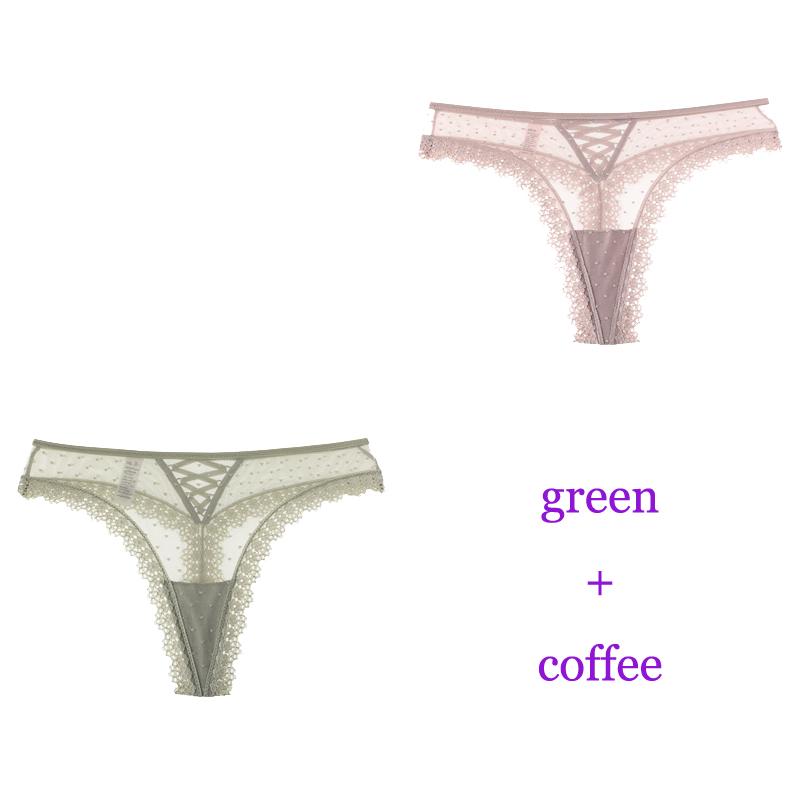 TERMEZY 2 unids/lote de bragas sexis de encaje para mujer, ropa interior de cintura baja, Tanga femenina, lencería transpirable, ropa íntima bordada tentación