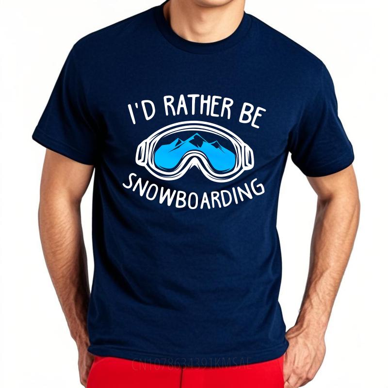 Plus Size Summer Teenagers T Shirt Id Rather Be Snowboarding Goggles Mountain Short Sleeve Travel Crew Neck Tops Unisex Tee Shirt