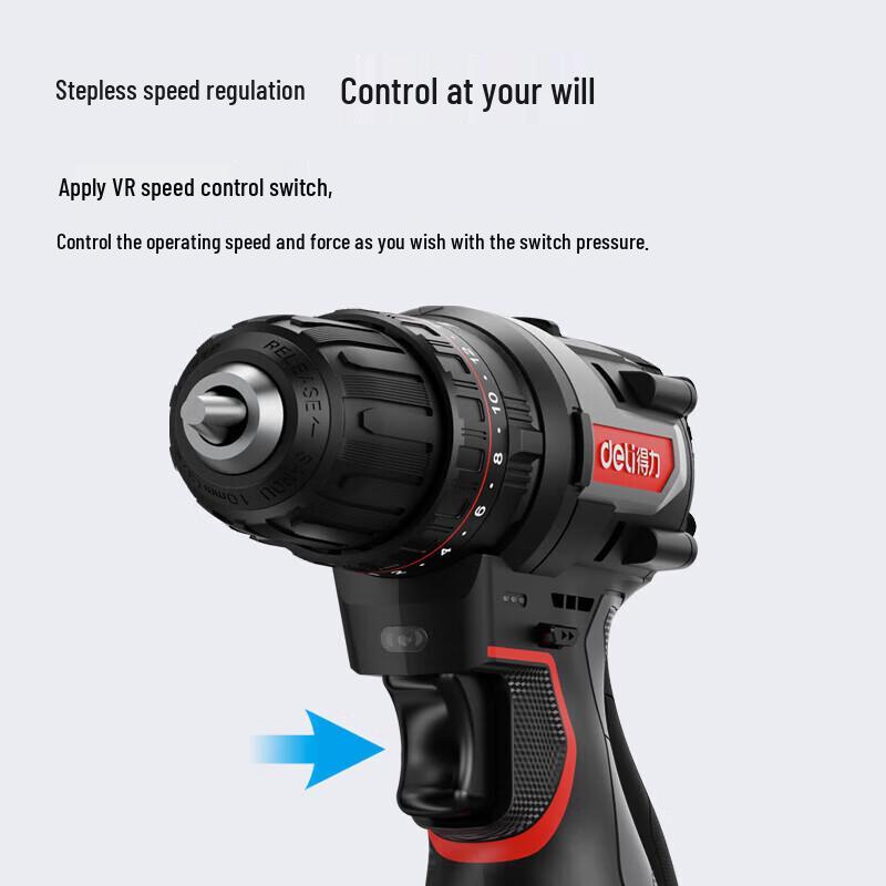 Deli 16V Cordless Brushless Impact Drill CN Plug (adapter Included)