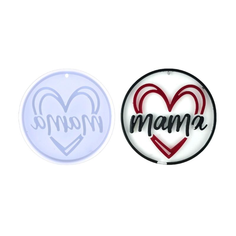 Kreis Silikonharzform, Muttertag Epoxidgussform für DIY Handwerk Anhänger Schmuckherstellung Schlüsselanhänger Silikonform