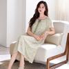 Pajama with Chest Pad Women's Summer Pure Cotton Short-sleeved Thin Summer Long Cotton Silk Small Floral Summer Mother Pajama Skirt