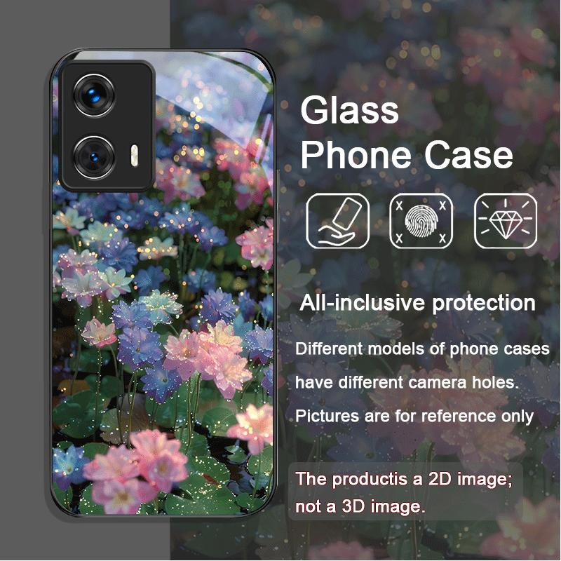 

Stylish White Peony Flower Pattern Tempered Glass Phone Case for Motorola Moto G85 G84 G75 Edge 50 Fusion 40 Neo 30 Pro 5G Cover Motorola Edge 30 Pro