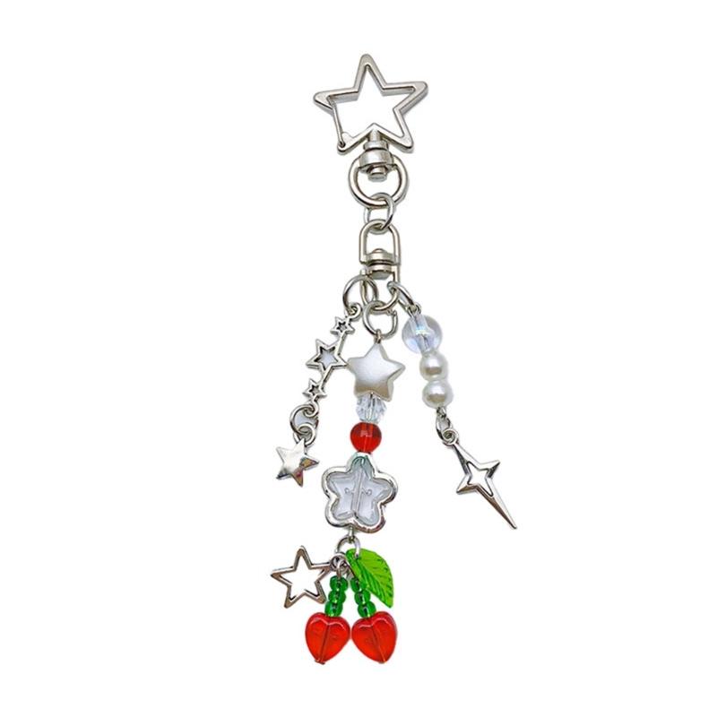 Strawberry Pendant Keychain Delicate Fruit Pendant Keyring Mobile Phone Pendant Strap Lanyard DIY Backpack