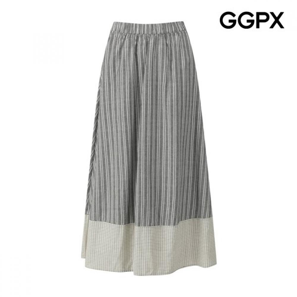 Mix Pattern Banding Long Skirt Gq2sk028f blacks/F