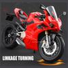 Scale 1:9 V4S 1199 Motorcycle Model Toy Car Alloy Body Sound Light Rear Wheel Suspension Vehicle Models Collection Gifts Boy