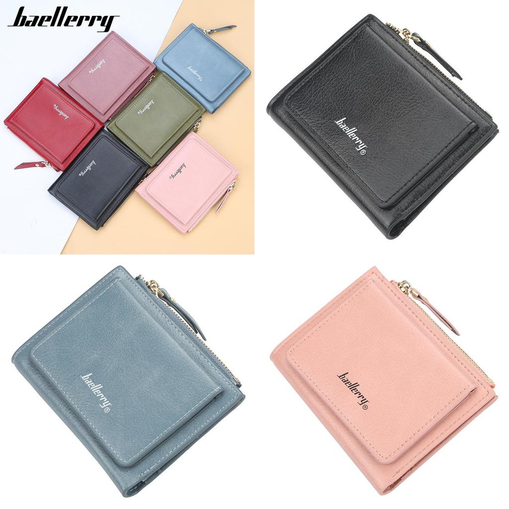 Pu Leather Short Zipper Wallet With Snap Closure For Daily Use