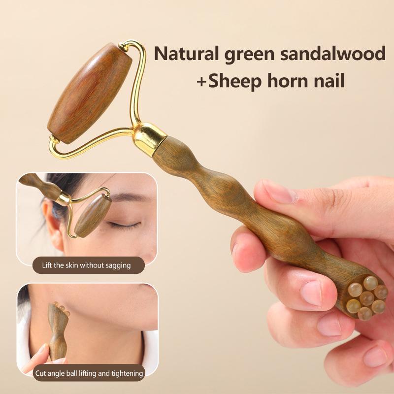

Sandalwood Facial Roller Massager Lifting Tightening Skin Roller For Facial Neck Leg Back Deep Tissue Muscle Massage one size