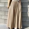 Women Pants Solid Color Side Pockets Temperament Elastic Waist Wide Leg Trousers Streetwear