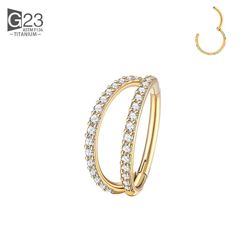 G23 Titan Piercing Doppellagig Dreifach Gestapelt Scharniert Zirkon Nasenring Helix Knorpel CZ Kleiner Knorpel Septum Clicker