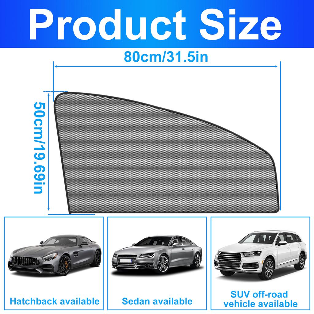 2Pcs Magnetic Car Window Sunshade Cover UV Protection Car Side Front Rear Window Mesh Curtain Protector Cover Auto Accessories