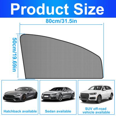 2Pcs Magnetic Car Window Sunshade Cover UV Protection Car Side Front Rear Window Mesh Curtain Protector Cover Auto Accessories