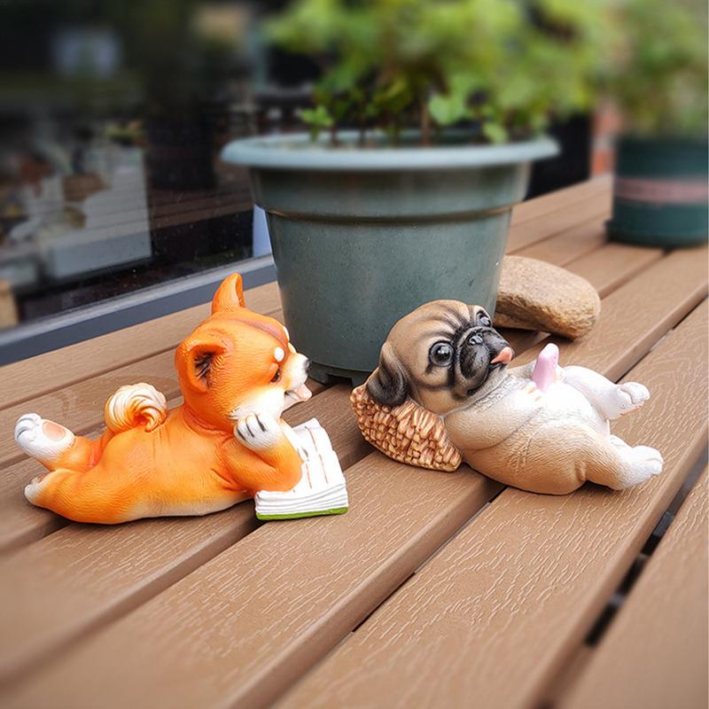 Dog Decor Resin Cute Animal Collectible Ornaments Collectible Dog Figurine Sculpture For Indoor Outdoor Living Room Balcony