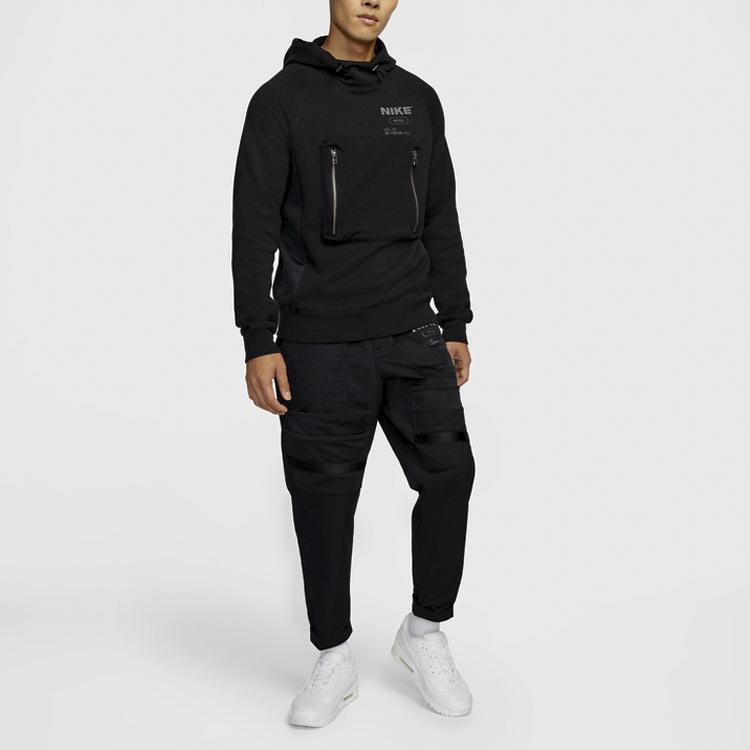 Nike Solid Logo Double Zip Pocket Hoodie Men Hoodie Black DD5926-010
