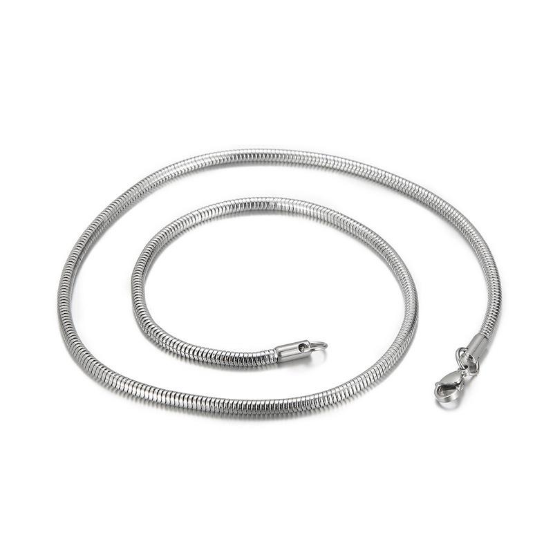 Trendy Simple Electroplated Titanium Steel Men's and Women's Round Snake Bone Necklace