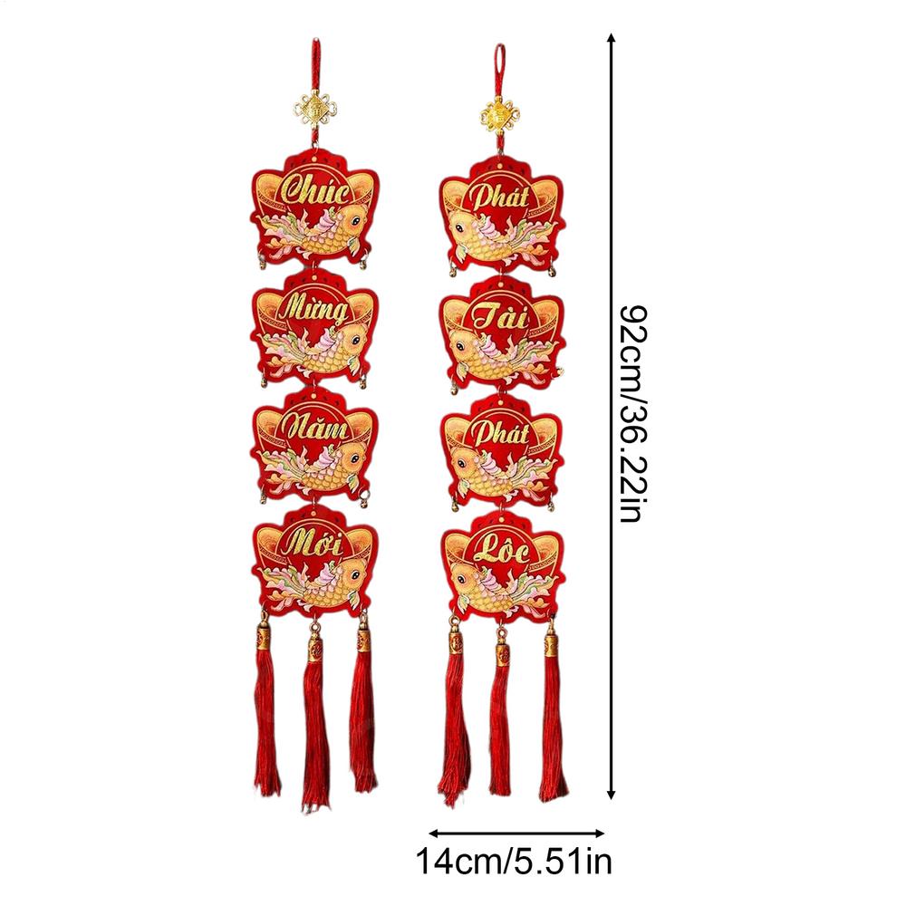

2pcs Vietnamese Lunar New Year Decoration Front Door Tassel Ornaments 2026 Red Couplets Ornaments For Home Living Room Festival