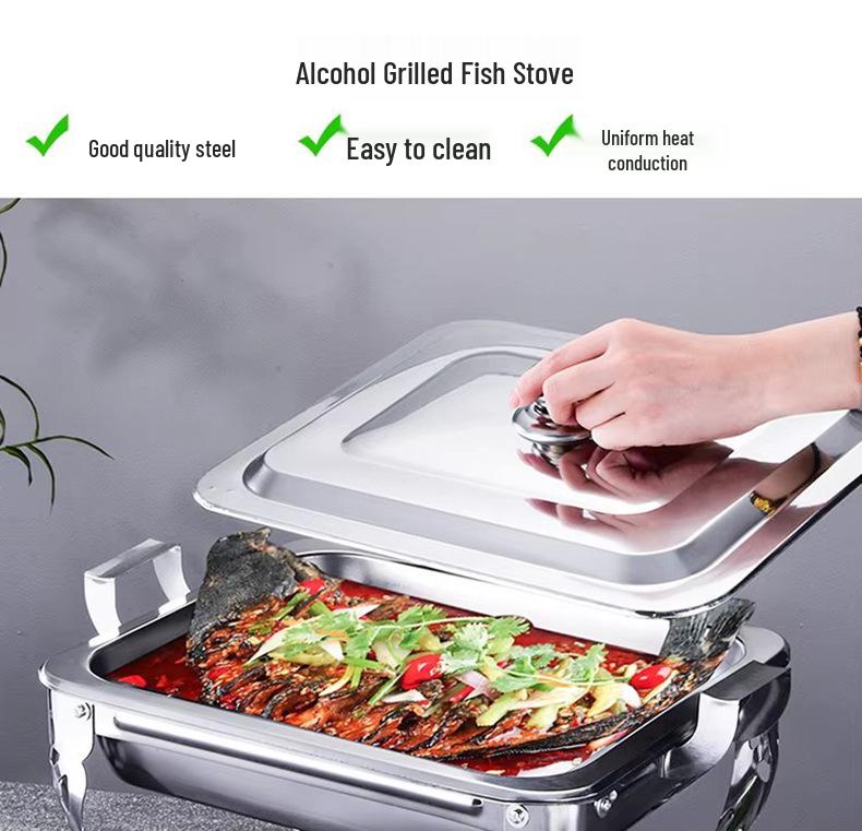 Stainless Steel Buffet Food Warmer Removable Pan Alcohol Stove