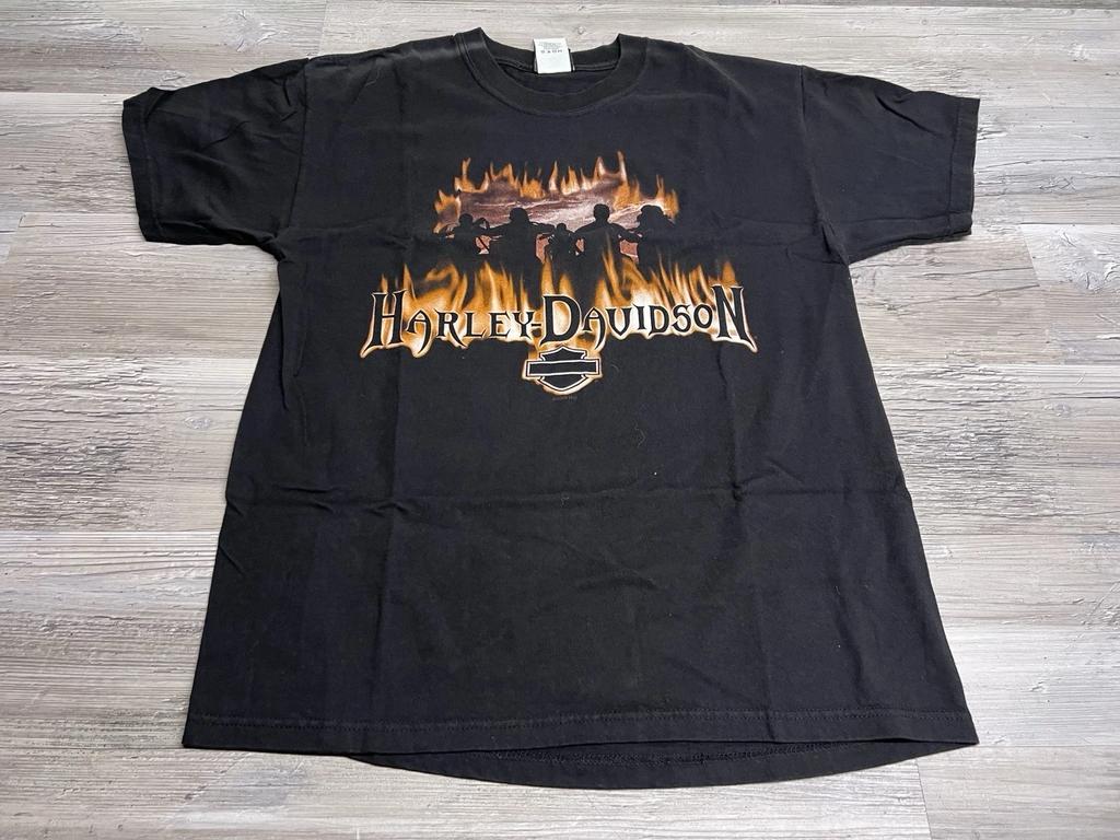 Vintage Harley Davidson Firefighter Tribute T-Shirt Gulf Coast New Port Richey L