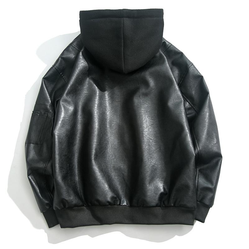 Trendy Handsome Loose Leather Jacket Men's Locomotive Clothing Pilot Leather Jacket Student Spring and Autumn Trend Jacket