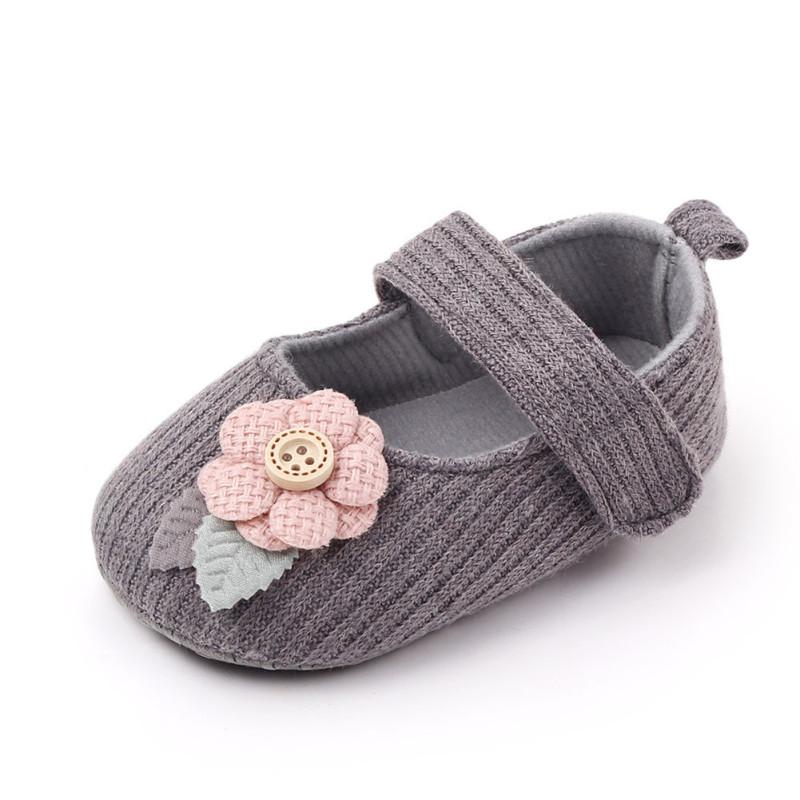 Baby Kleinkind Schuhe Baumwolle Rutschfeste Weiche Sohle Kleine Blumendekoration Kinder Indoor Strick-Sneaker