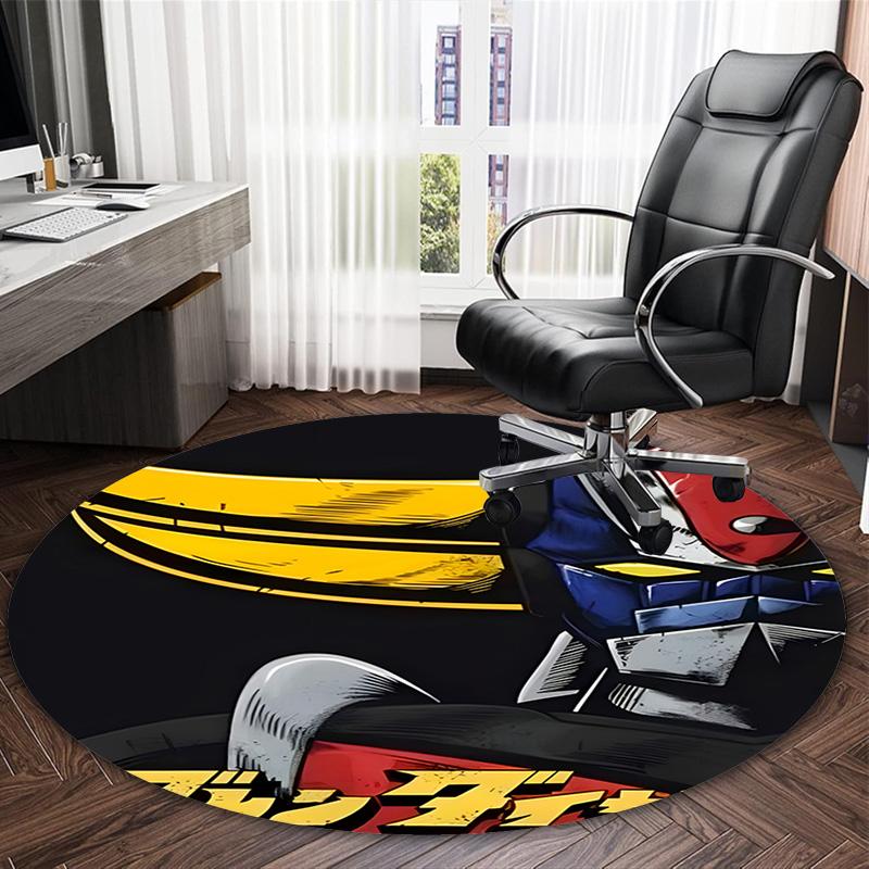 1pc UFO Robot Grendizer9 Print Round Carpet Chair Round Carpet Suitable for Bedroom Living Room Home Decorative Carpet