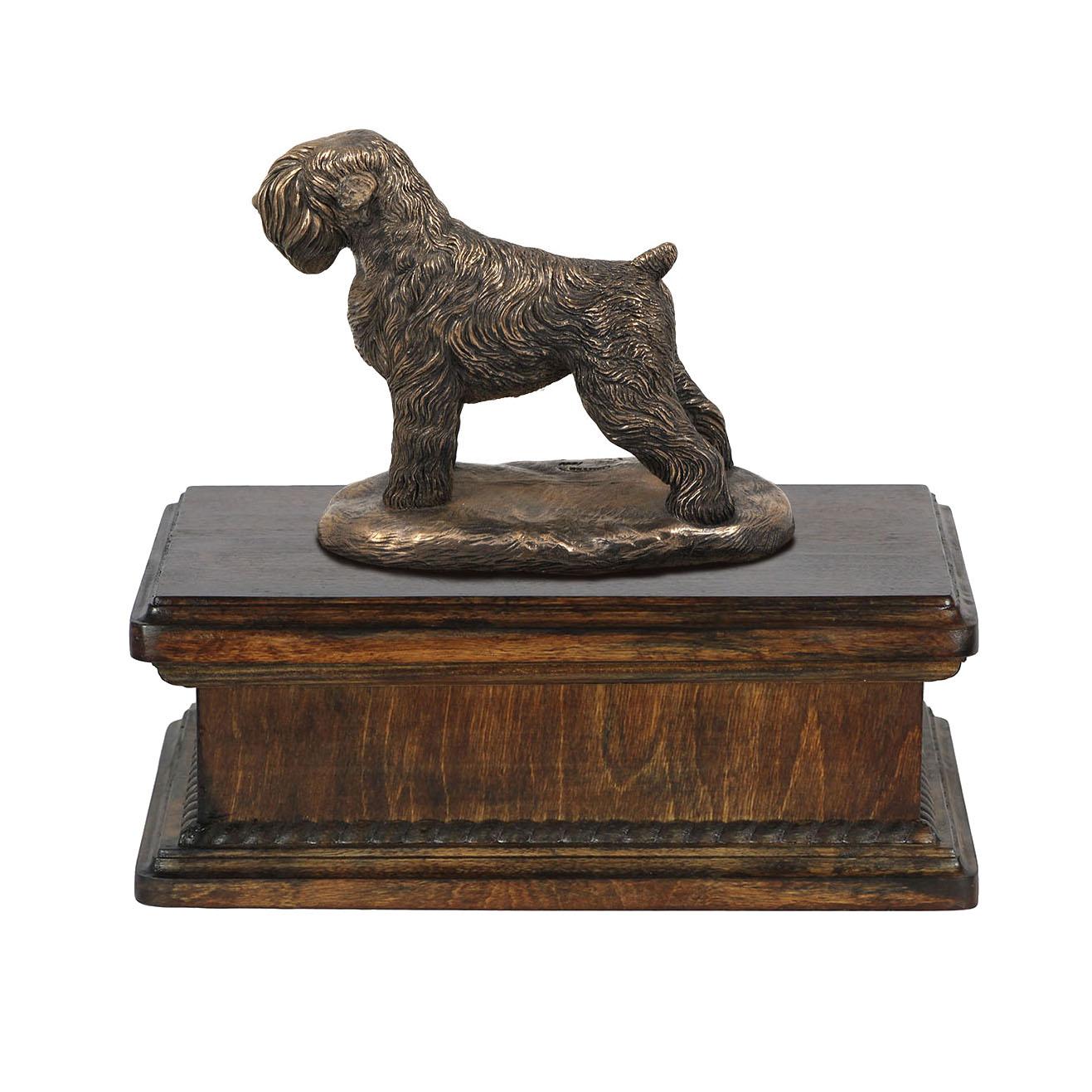

Black Russian Terrier, Chornyi Terrier - urn for dog ashes, classic urn with a statuette, elegant urn with a dog by Art-Dog brand коричневий