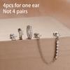 4 Stück Französisches Design Edelstahl Huggie Creolen Set Für Damen Anhänger Blumenkrone Zirkon Ohrstecker Piercing Schmuck