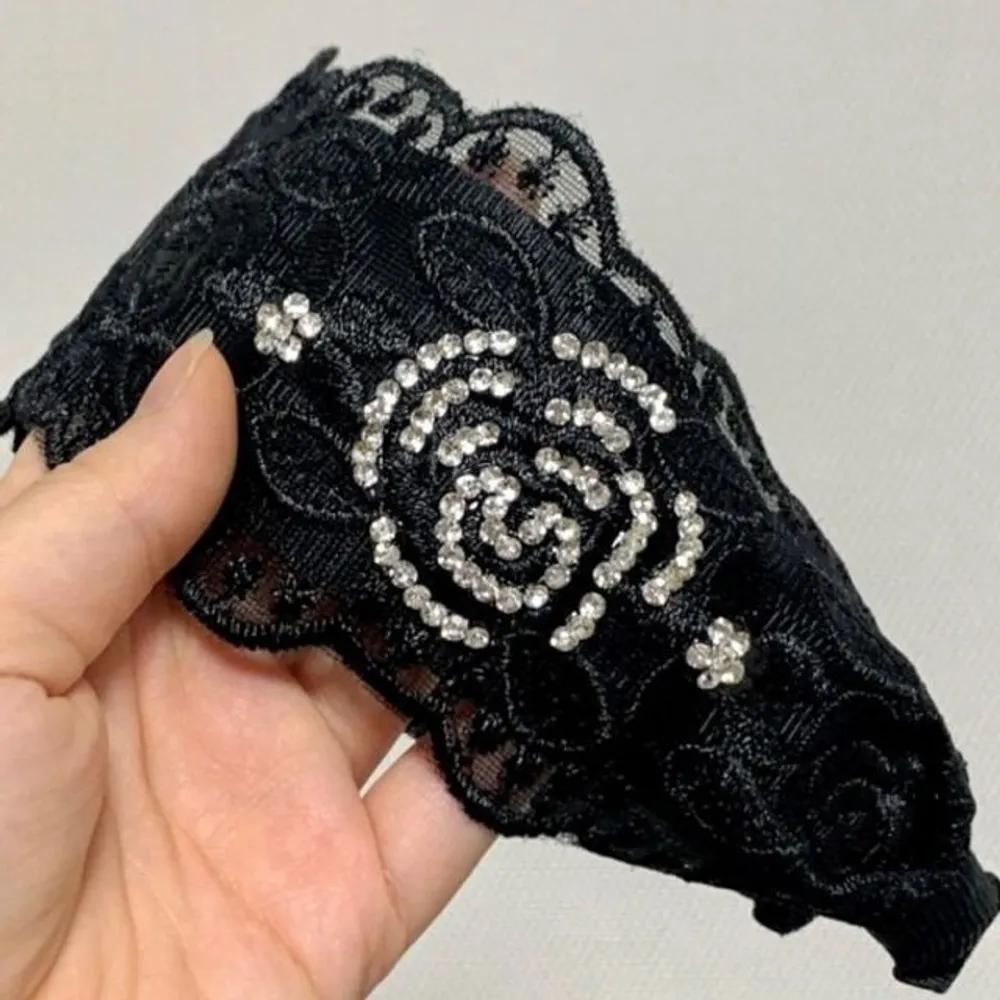 Flower Cubic Headband Black Lace Hairband Wide