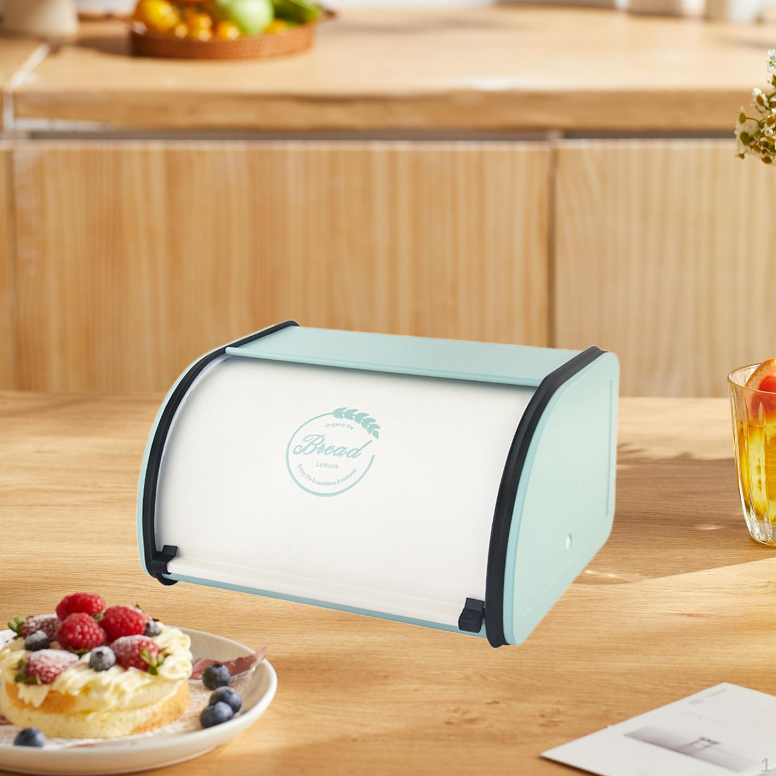 

Железная хлебница, контейнер для выпечки с крышкой-ролл-топ, держатель для хранения для домашнего хозяйства White Green S