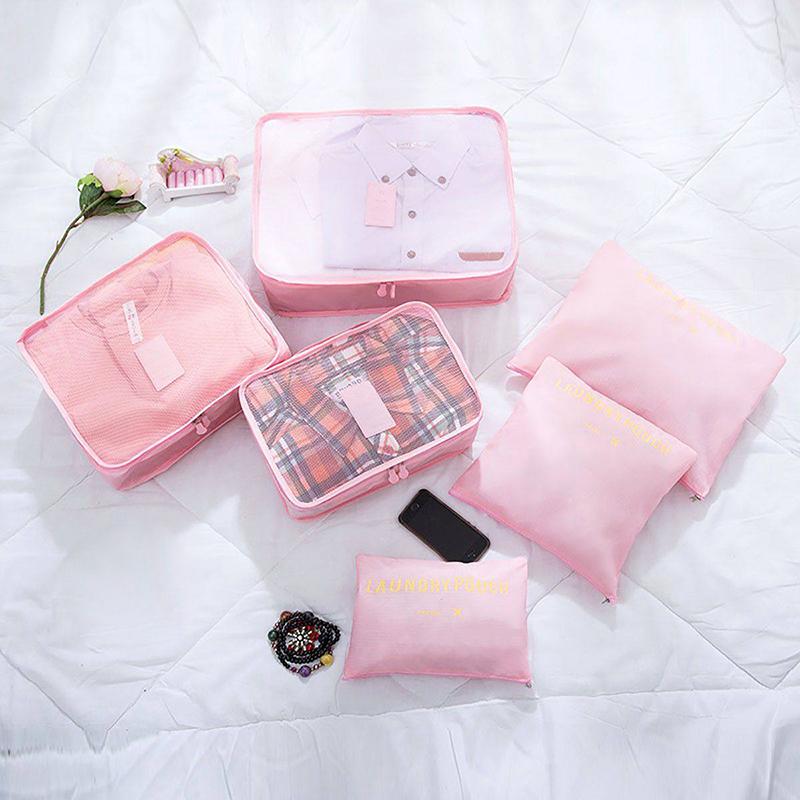 6 In 1 Travel Organizer Laundry Pouch Travel Luggage Bag Clothes Organizer Set