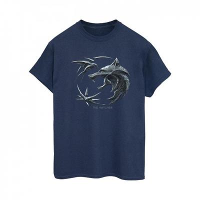 Netflix Womens/Ladies The Witcher Wolf Logo Cotton Boyfriend T-Shirt