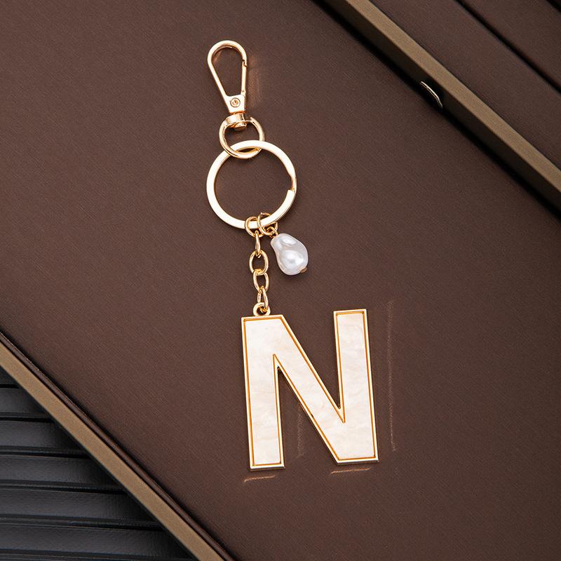 Chaveiro Pingente Nome Letras Criativas 26 Letras Pérola Imitação Concha Pingente de Bolsa Popular Acessórios