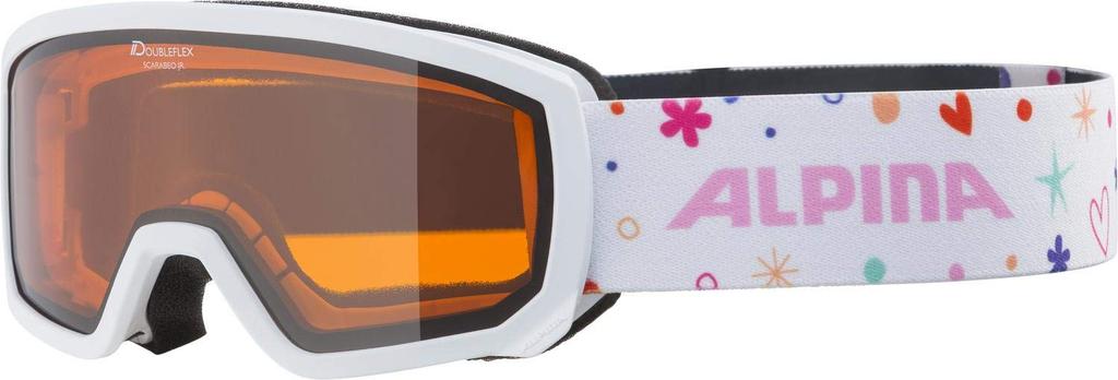 Alpina SCARABEO JR Ski and Snowboard Double Glasses One Size Fits All Children's Goggles, Lens, Anti-Fog, Compatible, White/Rose,