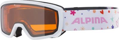 ALPINA SCARABEO JR Ski- und Snowboard-Doppelbrille Einheitsgröße für Kinder, Linse, Antibeschlag, Kompatibel, Weiß/Rosa,
