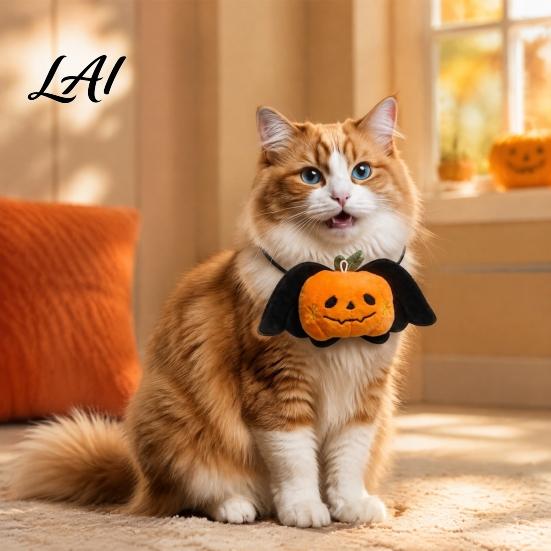 Durable Pet Play Toy Halloween Collar Charm Plush Ghost Pumpkin Pendant Soft Stuffed Small Costume Hanging Ornament for Cats Dogs Holiday