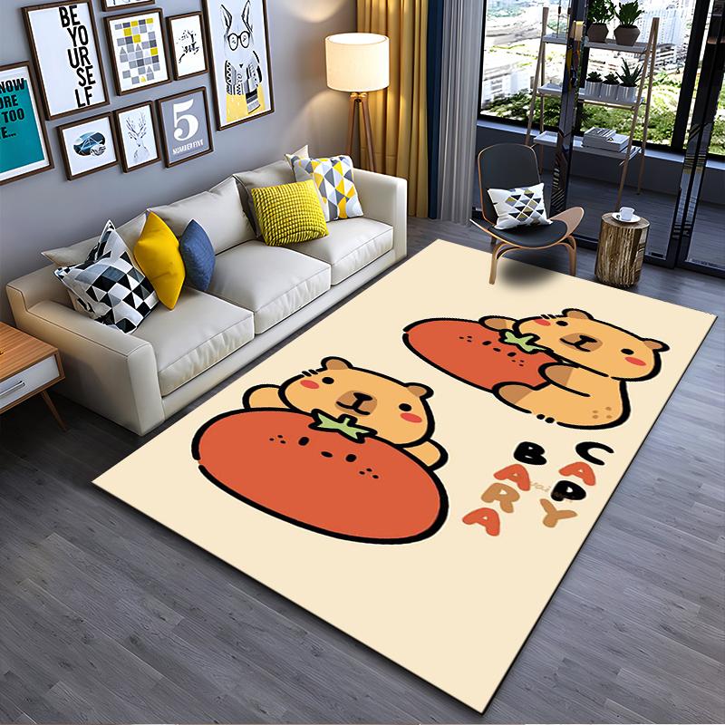 

Cute cartoon bear holding a tomato design rug Suitable for use as an anti-slip game mat for living room and bedroom sofas 40x60cm( 15x23in )