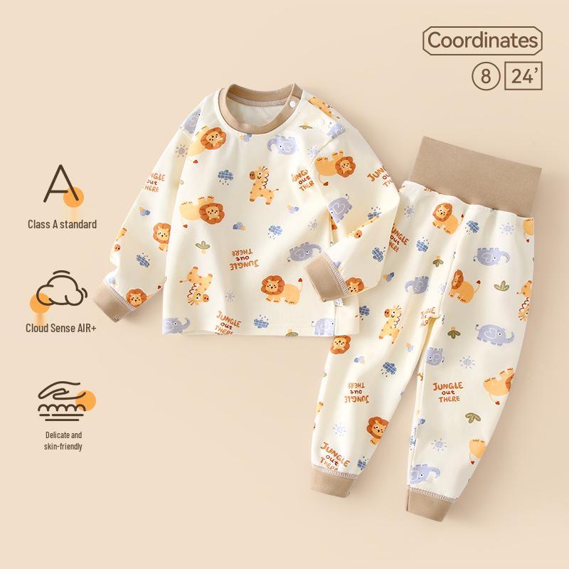 Jingqi Toddler Autumn Pure Cotton Warm Underwear Set – Girls' Two-Piece Pajamas