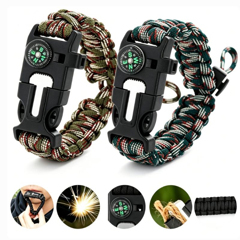 Braccialetto di Sopravvivenza in Paracord 5-in-1 Braccialetto da Polso Multifunzionale di Emergenza per Campeggio Escursionismo Avventura