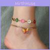 Modern Ladies Fashion Anklet Set With Colorful Daisy Motif For Wear Casual