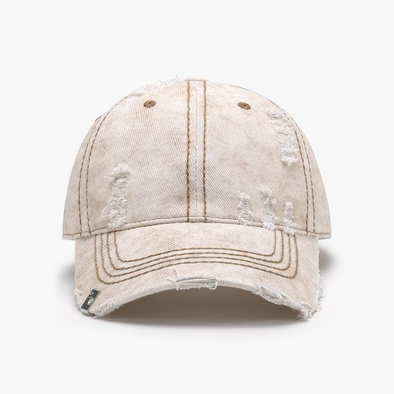 Custom Logo Distressed Baseball Cap Vintage Washed Ripped Cotton Dad Hat Frayed Brim Y2K Streetwear Sun Hat For Men Women