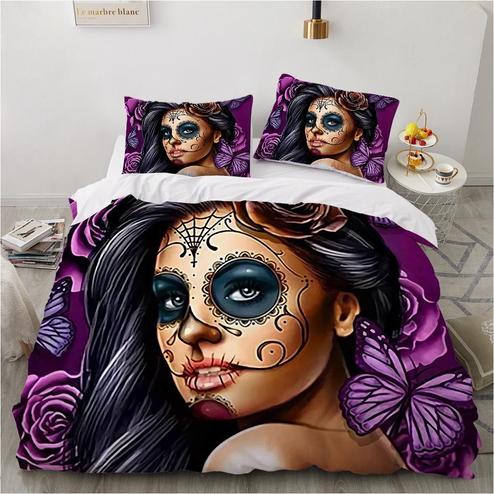 Bedding Set Digital Print Comfortable Duvet Cover for Home Bedroom Decoration, 1 Duvet Cover and 2pillowcase with Zippers