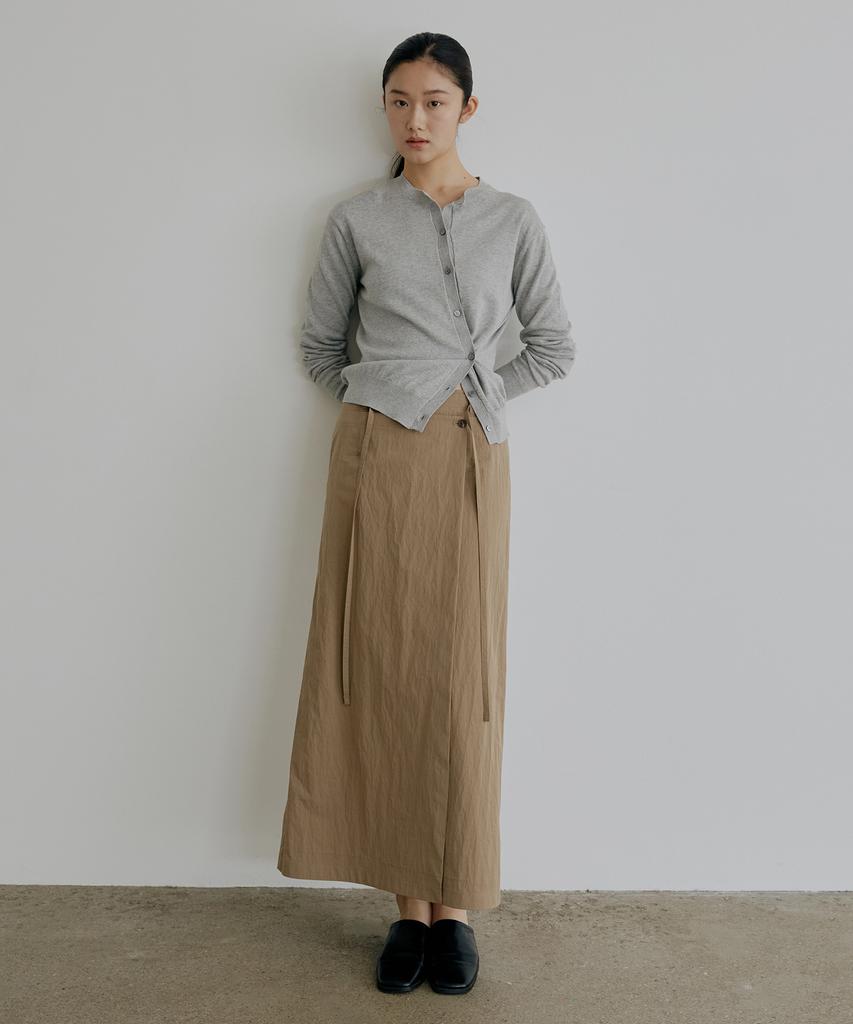 Artid Wrap Belted Long Skirt_Beige