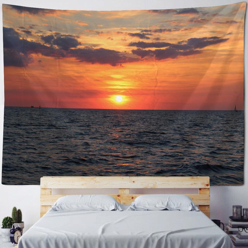 Sea view tapestry, sunrise and sunset wall hanging, aesthetic tapestry, home hanging cloth, living room, bedroom, art decoration