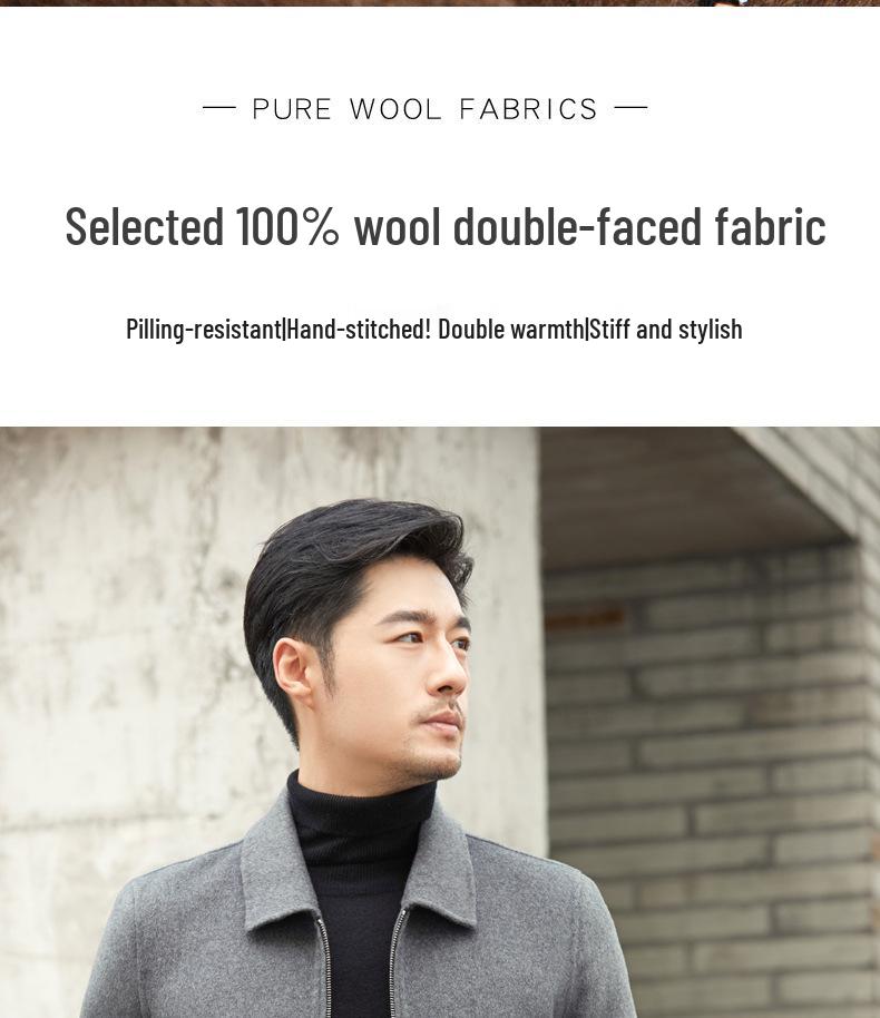 Men's Double-Sided Cashmere Tweed Coat: 100% Wool, Short Lapel, Autumn/Winter Business Jacket