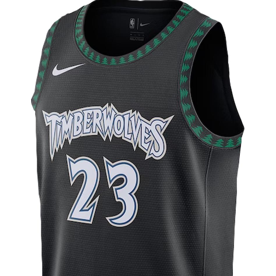 Nike X NBA Collaboration Minnesota Timberwolves Butler 23 Letter Logo Crew Neck Pullover Comfortable Basketball Jersey Men Jersey Black AJ1971-010