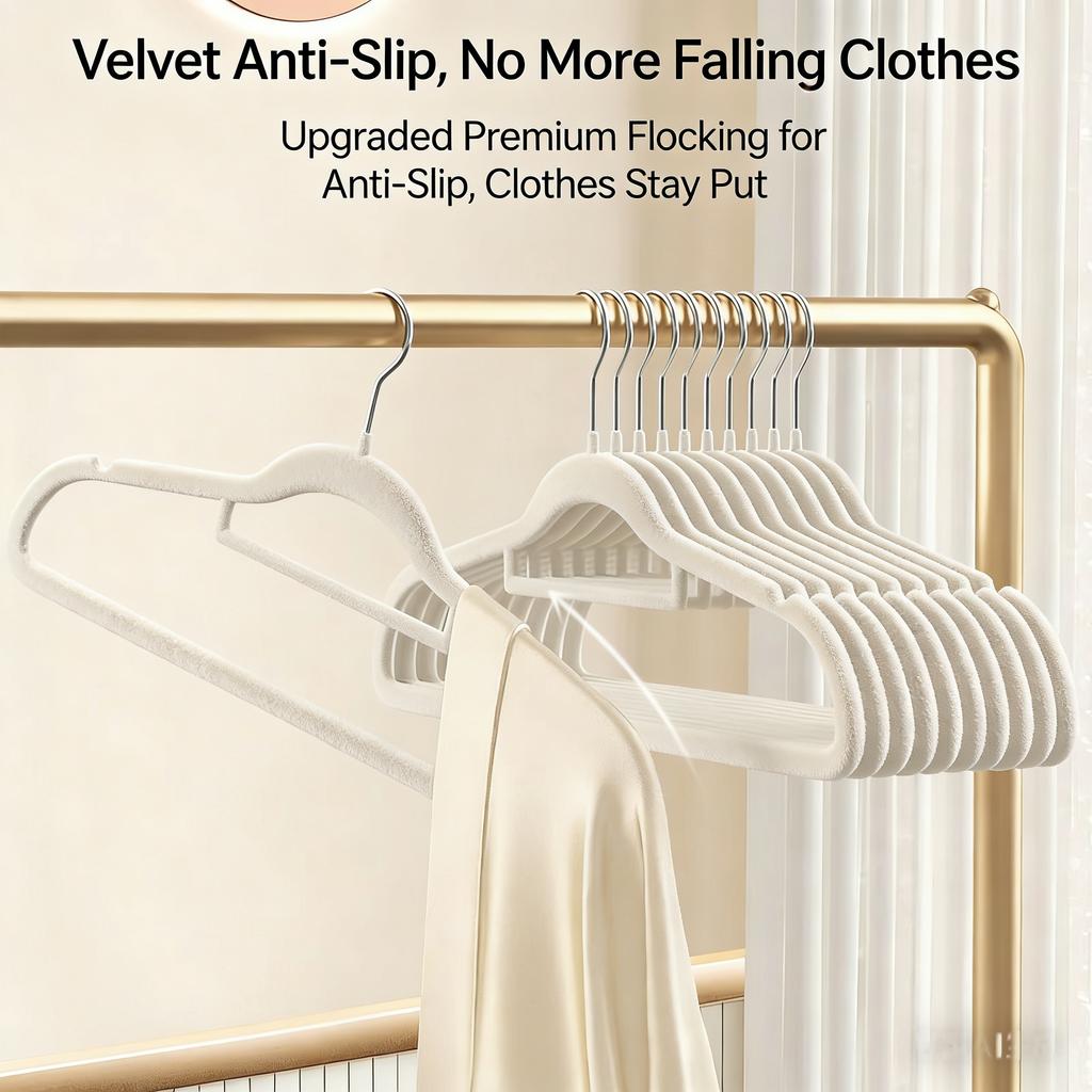 Plush Anti Slip Hanger, Slim Plush Rotating Hook Hanger, Space Saving Wardrobe Organizer, Suitable For Outerwear And Skirt