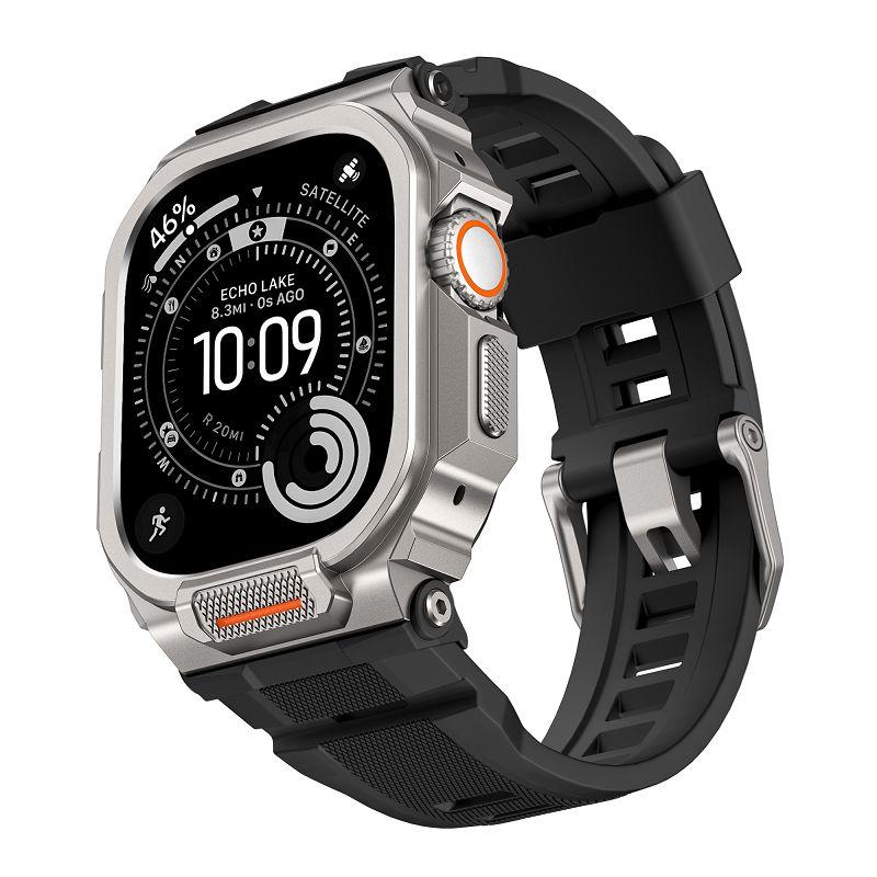 

Rugged Integration Band with Case for Apple Watch 46mm 49mm Sport Silicone Strap with Metal Bumper Covers for iWatch 46 49mm iwatch 11 46mm