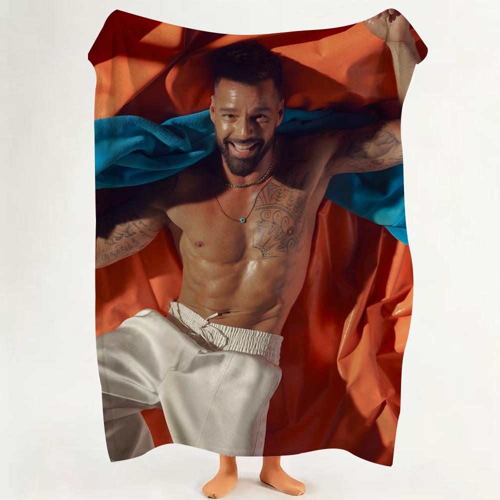 Music RRicky MMartin Throw Flannel Throw Blanket Suitable for Sofa Living Room Bedroom